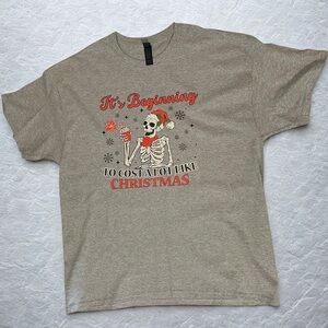 Gildan Gray Christmas Skeleton Tee